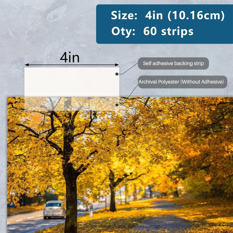 Lineco 4 Inches See-Through Archival Polyester Mounting Strips. Acid-Free, Framing Photos, Hinge-Less, Sturdy, Safe, Conservation, Easy, Artwork, Craft, DIY. (Pack of 60) - Image 2